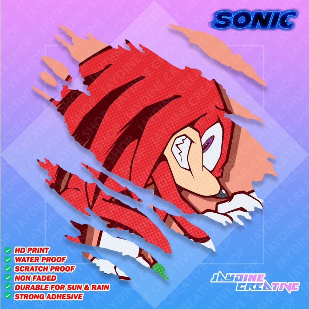 Sonic Scratch Design Sticker, Indoor Outdoor Vinyl Sticker, Waterproof & Non-Faded