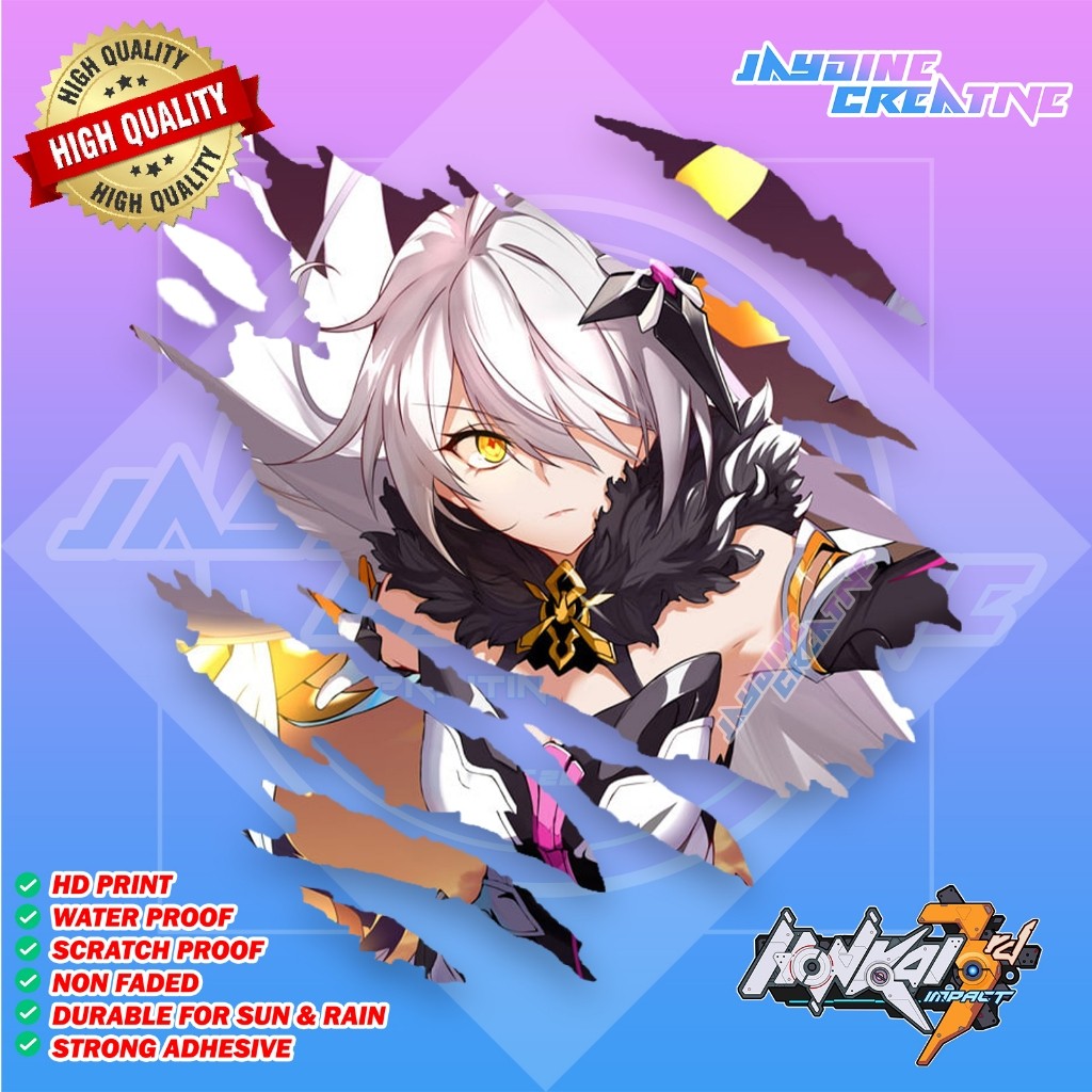 Honkai Impact 3rd Scratch Design Sticker, Indoor Outdoor Vinyl Sticker, Waterproof & Non-Faded