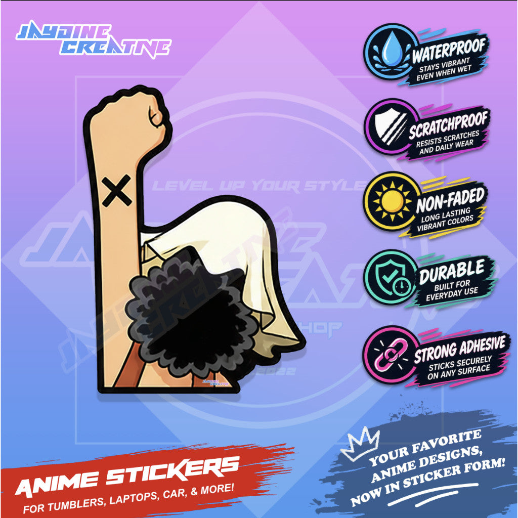 One Piece Nakama Fist Up Waterproof Sticker Anime Inspired Sticker