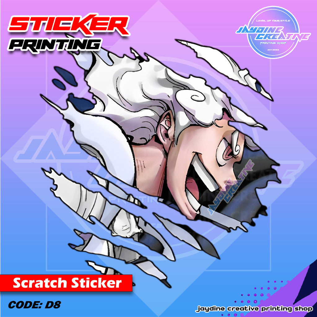 One Piece Inspired Scratch Design Sticker, Indoor Outdoor Vinyl Sticker, Waterproof & Non-Faded