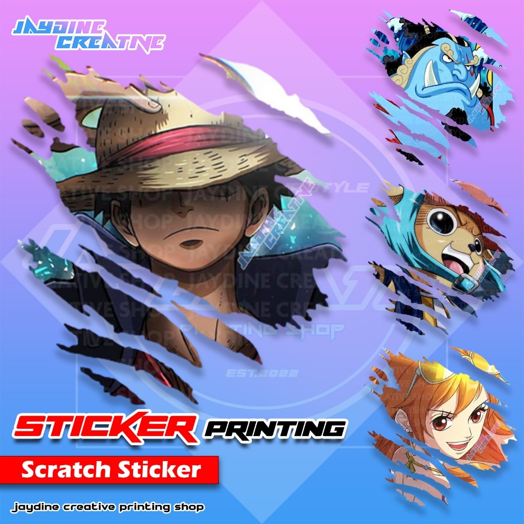 One Piece Inspired Crew Scratch Design Sticker Indoor Outdoor Vinyl Sticker, Waterproof & Non-Faded