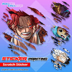 One Piece Inspired Scratch Design Sticker, Indoor Outdoor Vinyl Sticker, Waterproof & Non-Faded