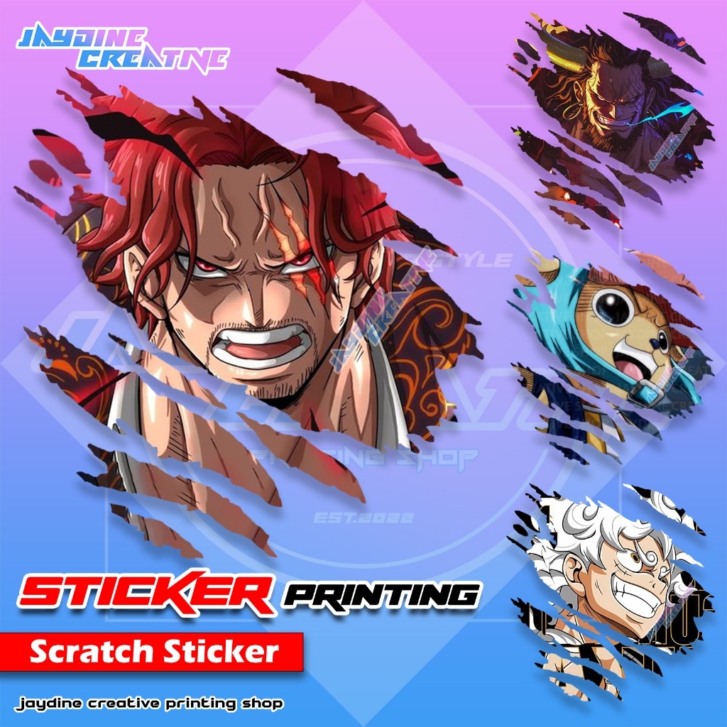 One Piece Inspired Scratch Design Sticker, Indoor Outdoor Vinyl Sticker, Waterproof & Non-Faded