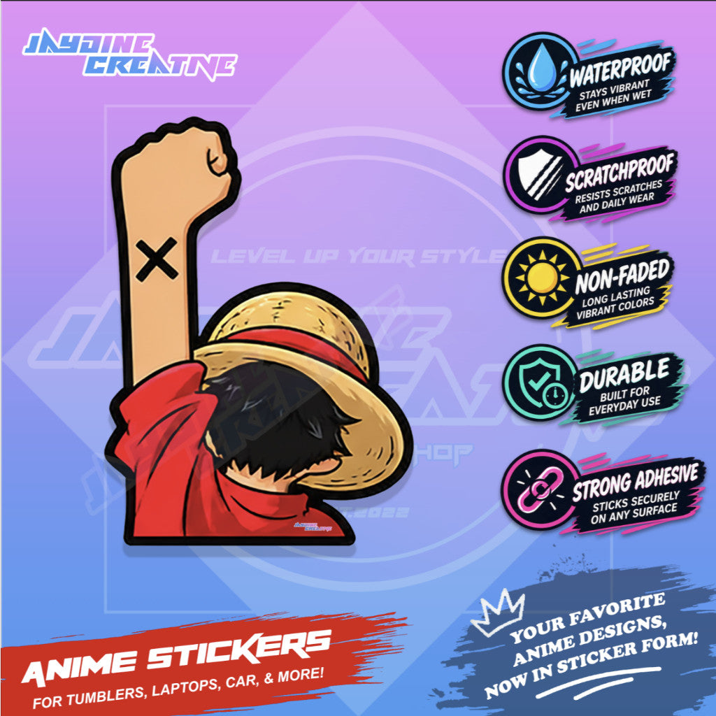 One Piece Nakama Fist Up Waterproof Sticker Anime Inspired Sticker