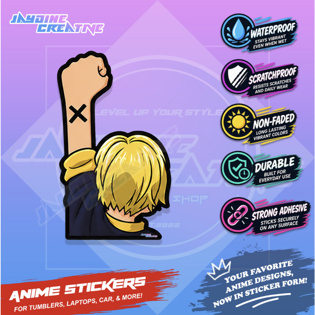 One Piece Nakama Fist Up Waterproof Sticker Anime Inspired Sticker