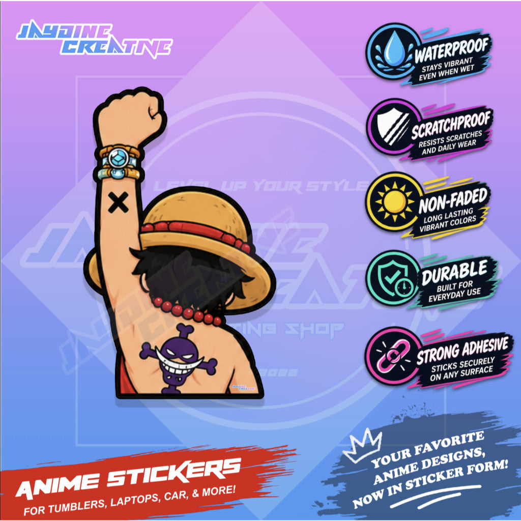 One Piece Nakama Fist Up Waterproof Sticker Anime Inspired Sticker