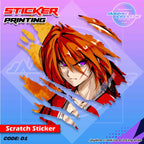 Samurai X Kenshin Inspired Scratch Design Sticker