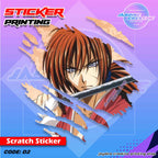 Samurai X Kenshin Inspired Scratch Design Sticker
