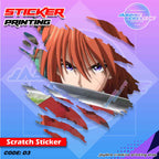 Samurai X Kenshin Inspired Scratch Design Sticker