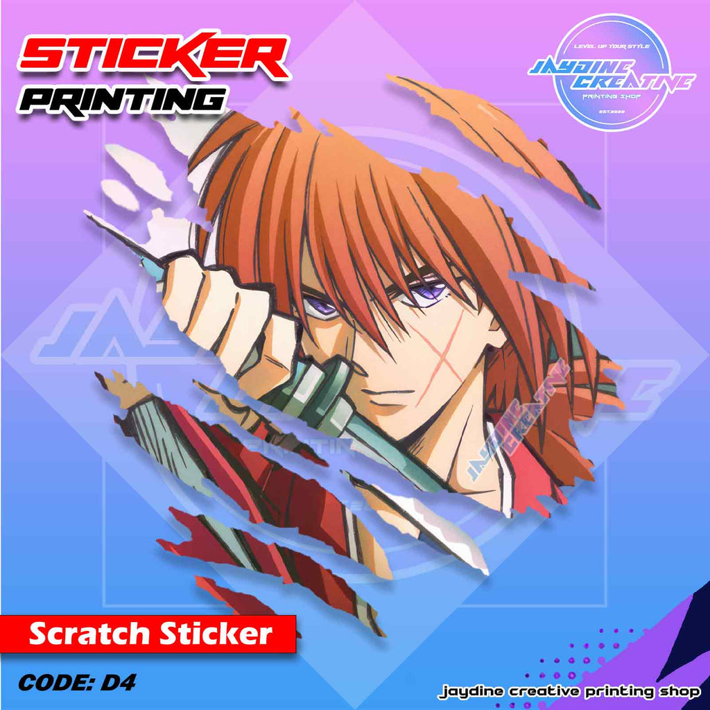 Samurai X Kenshin Inspired Scratch Design Sticker